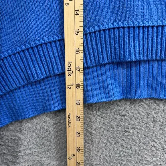 Free People Oversized Sweater Women’s Medium Blue Relaxed Ribbed Knit Cropped - Picture 6 of 11